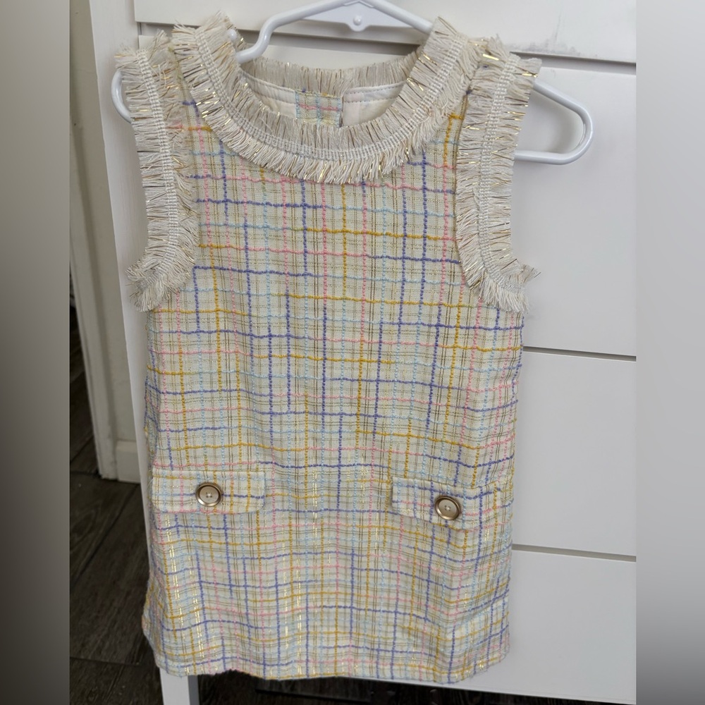 Macy's Multicolor Plaid Kids Formal Dress